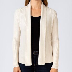 Eileen Fisher 100% Merino Wool‎ Ribbed Cardigan Cream Size XL